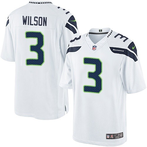 Men's Limited Russell Wilson Nike Jersey White Road - #3 NFL Seattle Seahawks